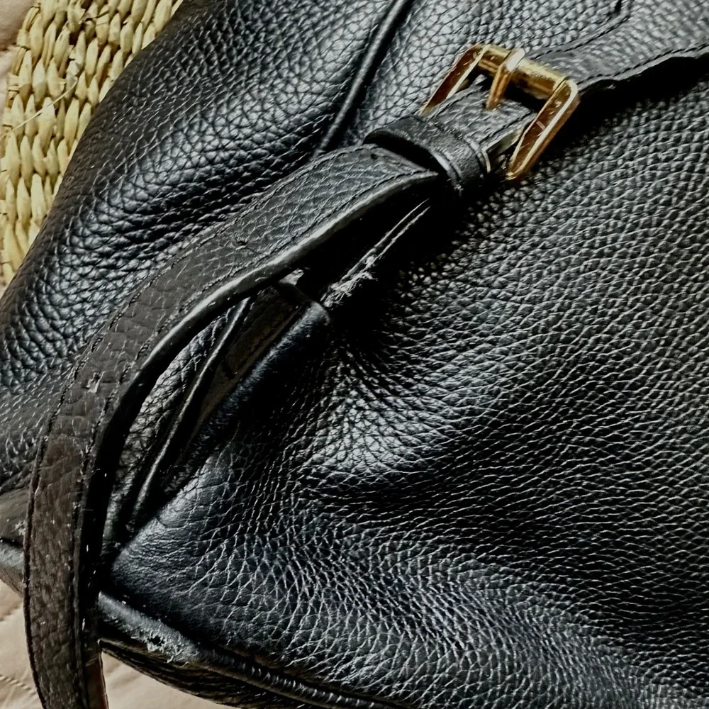 Michael Kors Abbey Large Backpack Black Pebbled Leather Gold Tone Hardware Bag